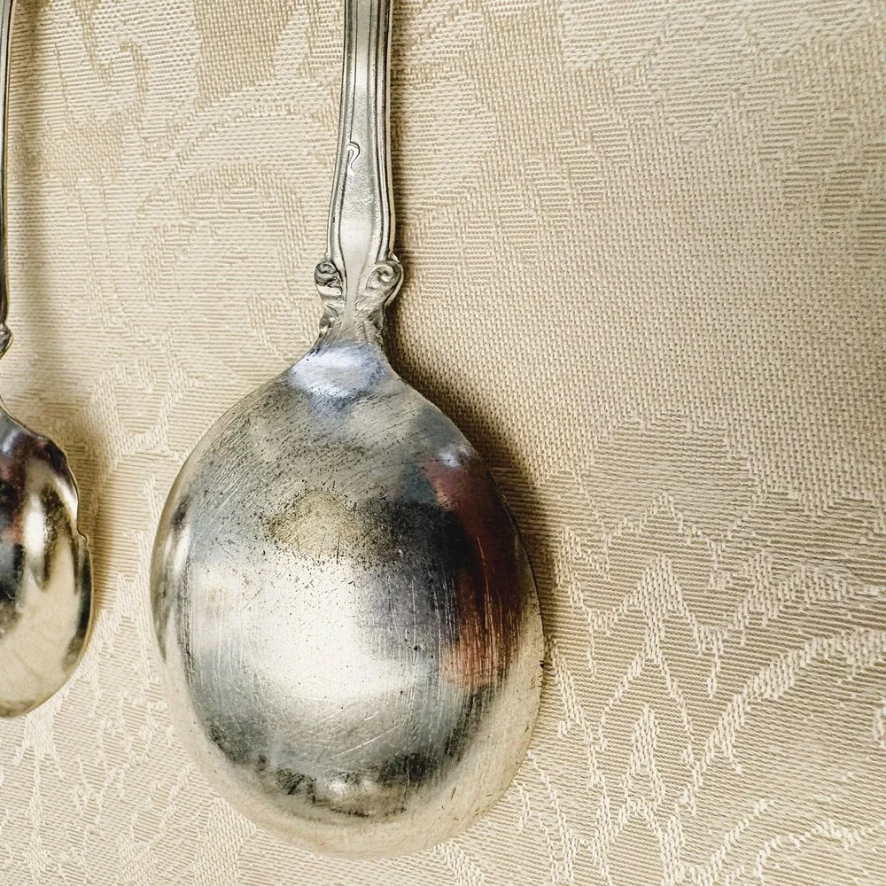 1847 Rogers Bros Vintage 1904 Silverplate 1 Gumbo & 3 Fruit Spoons Grape Motif